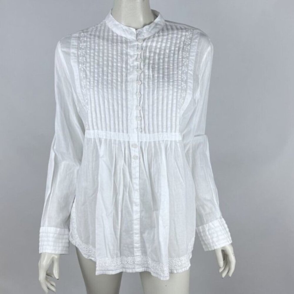 ipekevi Hand made Blouse Top Women XL NWT‎ Lightweight Cotton Embroidered White